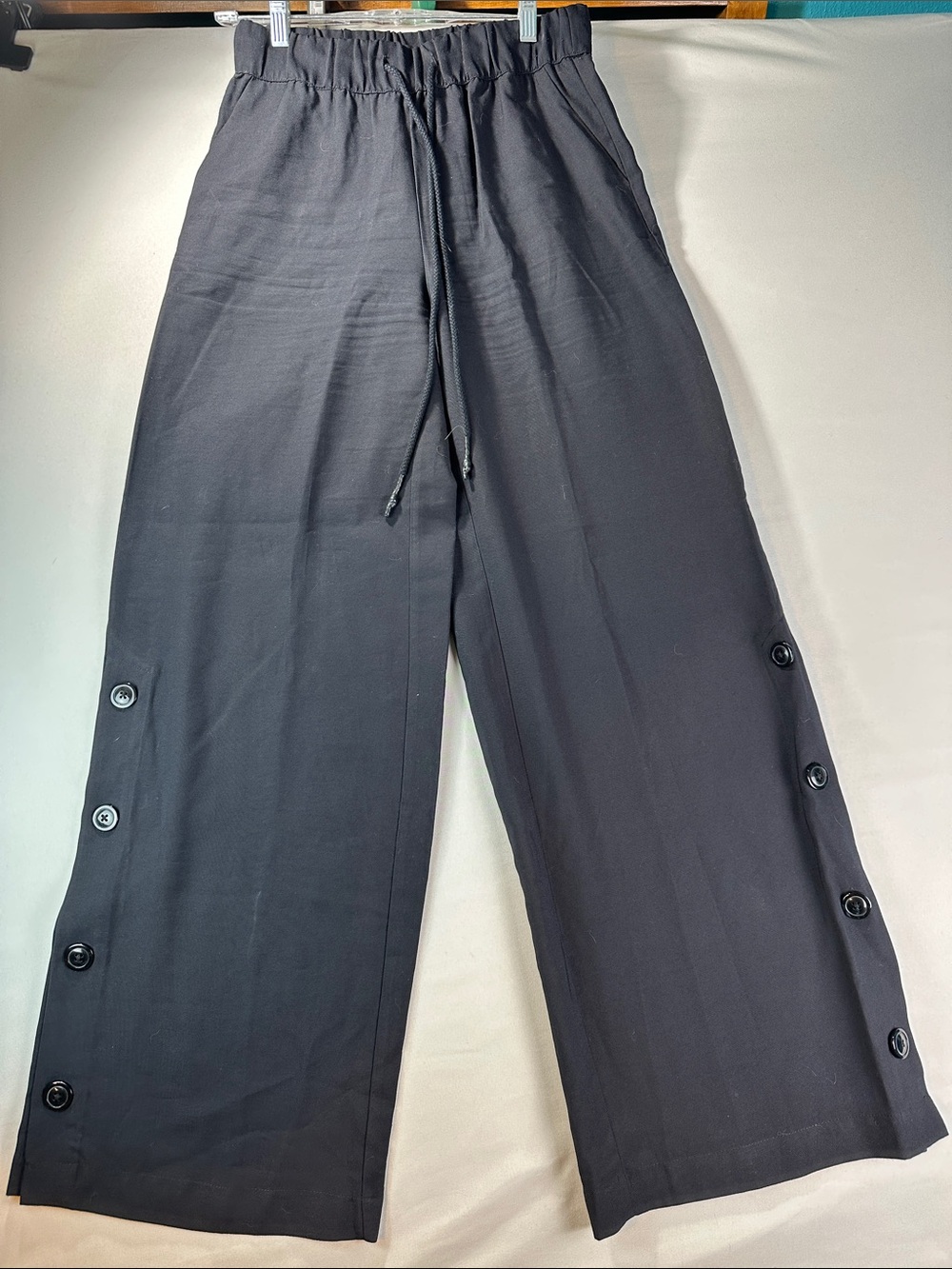 Who What Wear Black Wide-Leg Pants XS Side Button